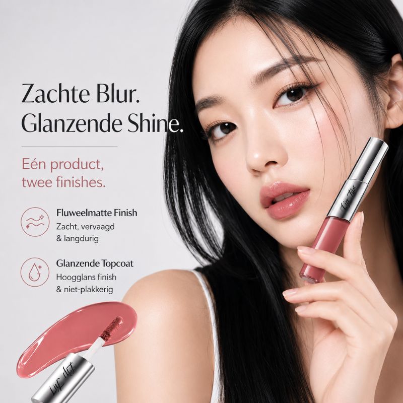 Perfect Twin Lip — Dubbelzijdige Vloeibare Lippenstift met Fluweelmatte Kleur en Glanzende Finish